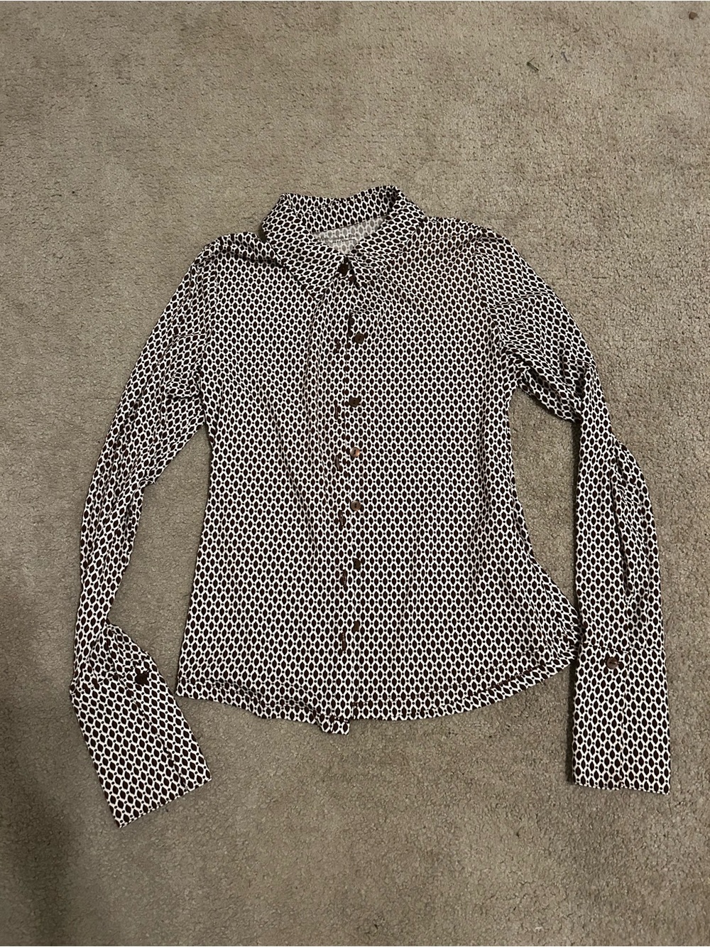 Abercrombie Brown Pattern Button Up Long Sleeve Shirt